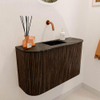 Mondiaz JOYA-DLUX 73.2cm toiletmeubel - ronding links en rechts kleur Walnut - Wastafel FAYE positie Midden Zonder kraangat kleur Lava. SW1422481
