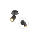 QAZQA Ducha plafonnier de salle de bains - 10x10cm - 1 spot - IP44 - noir mat SW1187200