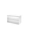 Proline elegant ensemble de meubles de salle de bains 100x46x54cm meuble symétrique blanc mat avec 2 trous pour robinetterie polystone blanc mat SW349913