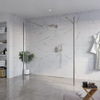 Fortifura Galeria Vrijstaande Inloopdouche - 180x200cm - helder - antikalk - 8mm veiligheidsglas - 2 zijwanden - 30cm - wandsteunen en hoekprofielen - PVD - geborsteld gunmetal (antraciet) SW992947