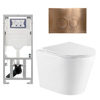 QeramiQ Dely Ensemble WC - 36.3x51.7cm - cuvette profonde - sans bride - réservoir encastré Geberit UP320 - avec cadre Burda - abattant de WC softclose - plaque de commande cuivrée - boutons ronds - blanc mat SW804610
