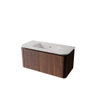 Saniclass Terra Ensemble meuble de salle de bains - 100cm - 2 tiroirs - coins arrondis - 1 vasque - sans trou de robinet - châtaignier (noyer) SW1441224
