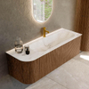 MONDIAZ KURVE-DLUX 135cm Meuble salle de bain avec module 25 G - couleur Walnut - 1 tiroir - 1 porte - vasque BIG MEDIUM droite - 1 trou de robinet - couleur Frappe SW1137482