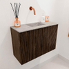 Mondiaz JOYA-DLUX 60cm meuble de toilette - couleur Walnut - Vasque FAYE position Milieu Sans trou de robinet couleur Glace. SW1422362