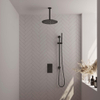 Brauer Black Carving Ensemble de douche pluie encastré - douche principale 30 cm - 2 fonctions - glissière - incluant partie encastrable - douchette à main 1 fonction - noir mat SW716218