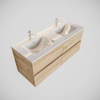 MONDIAZ VICA Ensemble de meuble salle de bain - 120cm - 4 tiroirs - lavabo Denia double 2 trous de robinet - céramique - chêne blanchi SW410006