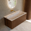 MONDIAZ KURVE-DLUX Meuble de salle de bains 100cm couleur Walnut avec 1 tiroir et 0 porte. Lavabo BIG MEDIUM Milieu sans trou de robinet Nata. SW1432193