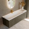 Mondiaz KURVE Ensemble de meubles de salle de bains - 145x46x40cm - 1 tiroir - 1 porte - lavabo solid surface - gauche - 1 trou de robinet - Shadow SW1414126