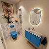 MONDIAZ TURE-DLUX Meuble de toilette 80 cm Jeans. Lavabo EDEN Glace position milieu. Sans trou de robinet. SW1103344