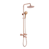 Fortifura Calvi Regendoucheset - thermostatisch - 25cm hoofddouche - metalen slang - ronde handdouche - draaibare baduitloop - geborsteld koper PVD SW1592515