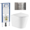 QeramiQ Dely Toiletset - 36.3x51.7cm - diepspoel - rimless - Geberit UP720 inbouwreservoir - softclose toiletzitting - steel bedieningsplaat - rechtehoekige knoppen - met Burda frame - glans wit SW1428275
