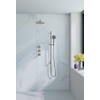 Fortifura Nebbio Ensemble de douche pluie - robinet encastré - élément encastré - barre coulissante - flexible de douche métal - douchette ronde - bras mural 35cm - pomme de douche ronde - inox brossé PVD (inox) SW1237956