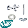 FugaFlow Eccelente Sobrado Robinet de baignoire thermostatique avec douchette stick, support et flexible lisse Chrome SW1124149