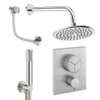 Crosswater MPRO ensemble de douche pluie encastré – douche de tête Ø 20 cm – douchette bâton – 2 leviers – vidage de baignoire – inox brossé SW1472735