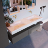 Mondiaz ALAN-DLUX Ensemble de meuble - 150cm - meuble Dark grey mat - 2 tiroirs - Lavabo Cloud Ostra suspendu - vasque gauche et droite - 0 trous de robinet SW807427