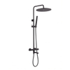 Fortifura Calvi Regendoucheset - thermostatisch - 25cm hoofddouche - gladde slang - staaf handdouche - draaibare baduitloop - mat zwart SW1592503