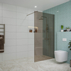 Fortifura Galeria inloopdouche - 110x200cm - rookglas - wandarm - PVD - geborsteld gunmetal (antraciet) SW917136