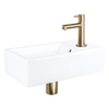Differnz Force Set lave-mains 40x22x8cm 1 trou avec robinet droit et siphon + bonde dorés mat Rectangulaire Céramique Blanc SW373233