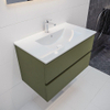 MONDIAZ VICA Badkamermeubelset - 80cm - 2 lades - wasbak Denia midden - 1 kraangat - keramiek army SW410097