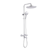 Fortifura Calvi Regendoucheset - thermostatisch - 30cm hoofddouche - metalen slang - ronde handdouche - draaibare baduitloop - chroom SW1592495