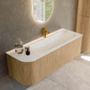 MONDIAZ KURVE-DLUX 135cm Meuble salle de bain avec module 25 G - couleur Oak - 1 tiroir - 1 porte - vasque BIG MEDIUM droite - 1 trou de robinet - couleur Ostra SW1137759