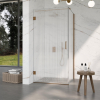 Fortifura Galeria Douchecabine - 90x80x200cm - scharnieren - deurgreep - stabilisatiestang - helder geribbeld - veiligheidsglas - PVD - geborsteld koper SW1222339