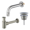 Fortifura Calvi Fonteinkraanset - inbouw - uitloop - 18cm - inkortbaar - sifon - always open plug - PVD - geborsteld RVS SW1189319