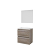 Basic-Line Ultimate 39 ensemble de meubles de salle de bain 60x39cm sans poignée 2 tiroirs lavabo acrylique 0 trous de robinetterie miroir éclairage mfc scotch oak SW639067