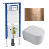 QeramiQ Dely Swirl Toiletset - 36.3x51.7cm - Geberit UP720 Duofix Sigma inbouwreservoir - 35mm zitting - koperen bedieningsplaat - ronde knoppen - glans wit SW1413874