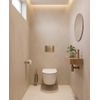 Pack WC QeramiQ Dely Swirl Compact - réservoir encastrable Geberit UP320 - avec bâti-support Burda - abattant slim - plaque de commande en plastique laiton brossé (or) - boutons rectangulaires - blanc brillant SW1592297