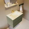 Mondiaz VICA-DLUX Ensemble de meuble de salle de bain - 70cm - meuble sous-vasque armée - 2 tiroirs - lavabo encastré nuage milieu - 1 trou de robinet - version haute 60cm - frape SW1088702