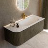 Mondiaz KURVE Ensemble de meubles de salle de bains - 115x46x40cm - 1 tiroir - 1 porte - vasque solid surface - droite - 1 trou de robinet - Shadow SW1414224
