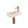 Saniclass Fuente Fontaine set - 40x22x10cm - solid surface blanc cassé - bonde - robinet de fontaine - siphon - cuivre brossé SW1587198