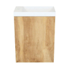 Arcqua Marble lave-mains – 40 x 22 x 54,5 cm – marbre blanc mat – sans robinet – cadre chêne naturel, avec trop-plein SW909589