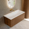 MONDIAZ KURVE-DLUX 100cm Meuble salle de bain - couleur Walnut - 1 tiroir - vasque BIG MEDIUM centre - sans trou de robinet - couleur Ostra SW1137848