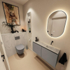MONDIAZ TURE-DLUX Meuble toilette - 100cm - Smoke - EDEN - vasque Opalo - position droite - sans trou de robinet SW1104576