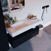 Mondiaz ALAN-DLUX Ensemble de meuble - 110cm - meuble Urban mat - 1 tiroir - Lavabo Cloud Opalo suspendu - vasque Gauche - 1 trou de robinet SW806415