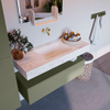 Mondiaz ALAN-DLUX Ensemble de meuble - 110cm - meuble Army mat - 1 tiroir - Lavabo Cloud Ostra suspendu - vasque Centre - 0 trous de robinet SW807530
