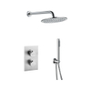 FugaFlow Eccelente Sobrado Colonne de douche pluie à encastrer thermostatique avec douche de tête 25cm et douchette stick Inox brossé PVD SW1124088