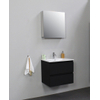 Basic Bella Meuble lavabo céramique avec 1 trou de robinet avec armoire de toilette à 1 porte grise 60x55x46cm Flat Pack Noir mat SW538981