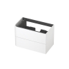 INK Concept R Wastafelonderkast - 80x45x52cm - 2 lades - opliggende grepen - afgeronde hoek links - MDF lak - mat wit SW1405671