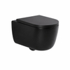 QeramiQ Dely Swirl Toiletset - inbouwreservoir Qeramiq Flush - 35mm zitting - kunststof glans witte bedieningsplaat - rechthoekige knoppen - mat zwart SW1578275