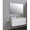 Basic Bella Meuble lavabo céramique avec 2 trou de robinet avec miroir 120x55x46cm Flat Pack Blanc haute-brillance SW538850