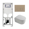 QeramiQ Dely Swirl Pack WC suspendu - 36.3x51.7cm - bâti-support Geberit UP320 - abattant 35mm - plaque de commande taupe - boutons rectangulaires - blanc mat SW1164234