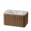 Royal Plaza Terra Edge Ensemble meuble de salle de bains - 80x45.5x46cm - vasque en céramique blanc brillant - 1 vasque - 1 trou de robinet - 2 tiroirs - sandwood (chêne clair) SW1471930