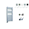 Sanicare radiateur électrique design 111,8 x 45 cm 596 watts thermostat chrome en bas à gauche gris argenté SW890932
