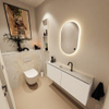 MONDIAZ TURE-DLUX Meuble toilette - 120cm - Talc - EDEN - vasque Ostra - position centrale - 1 trou de robinet SW1104665