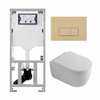 QeramiQ Dely Swirl Toiletset - 36.3x51.7cm - Geberit UP320 inbouwreservoir - met Burda frame - 35mm zitting - bedieningsplaat beige - rechthoekige knoppen - glans wit SW1164851
