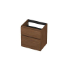 INK Wastafelonderkast - 60x45x65cm - 2 lades - greeploos - met houten keerlijst - MDF - Warm walnoot SW1237998