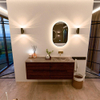 Mondiaz CIRO-DLUX Badkamermeubelset - 130x45x50cm - Solid surface wastafel Sombra - 1 wasbak Rechts - zonder kraangaten - 4 lades - Ruby SW1531966